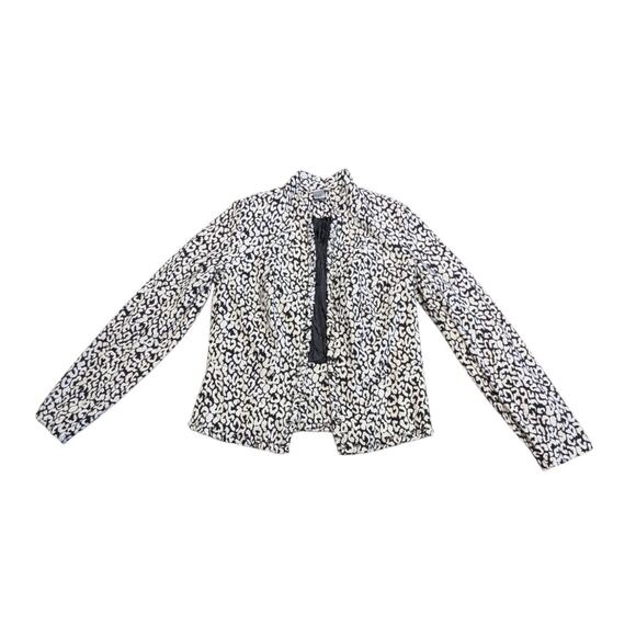 Alberto Makali Leopard Print Blazer Jacket White Black Animal Womens Small Y2K - Picture 2 of 5